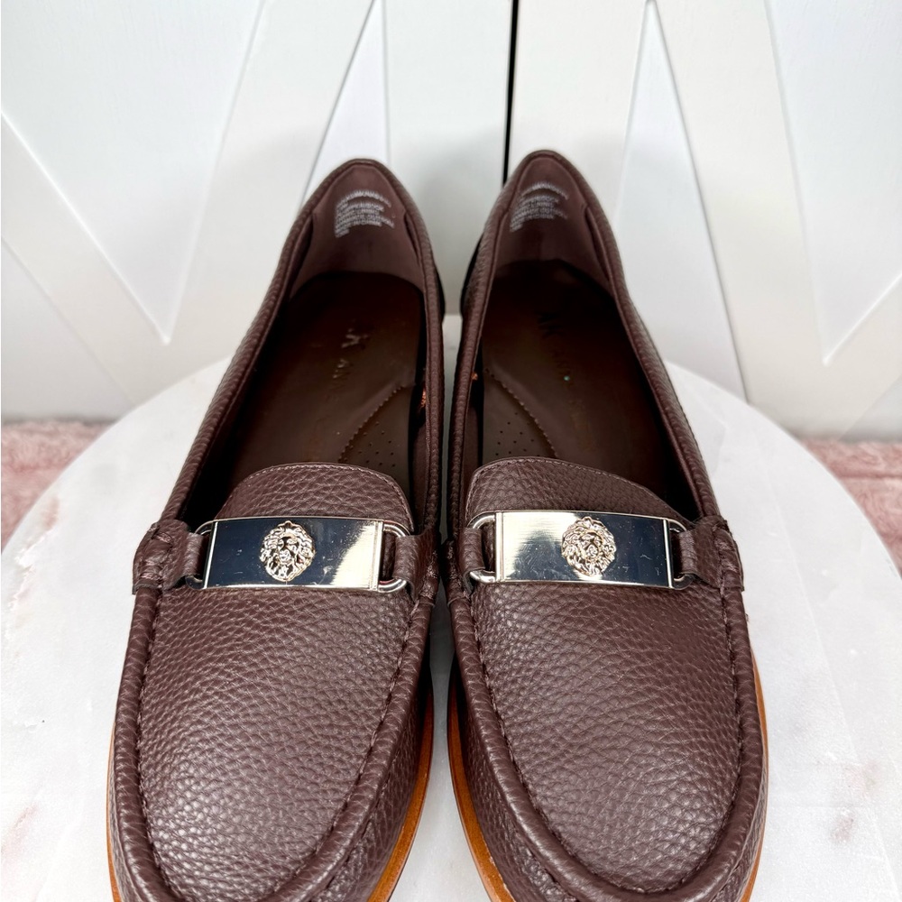 Anne Klein iFlex Naddie Flat Loafer Brown Leather  Preppy Women's Size 7.5 - Picture 2 of 10